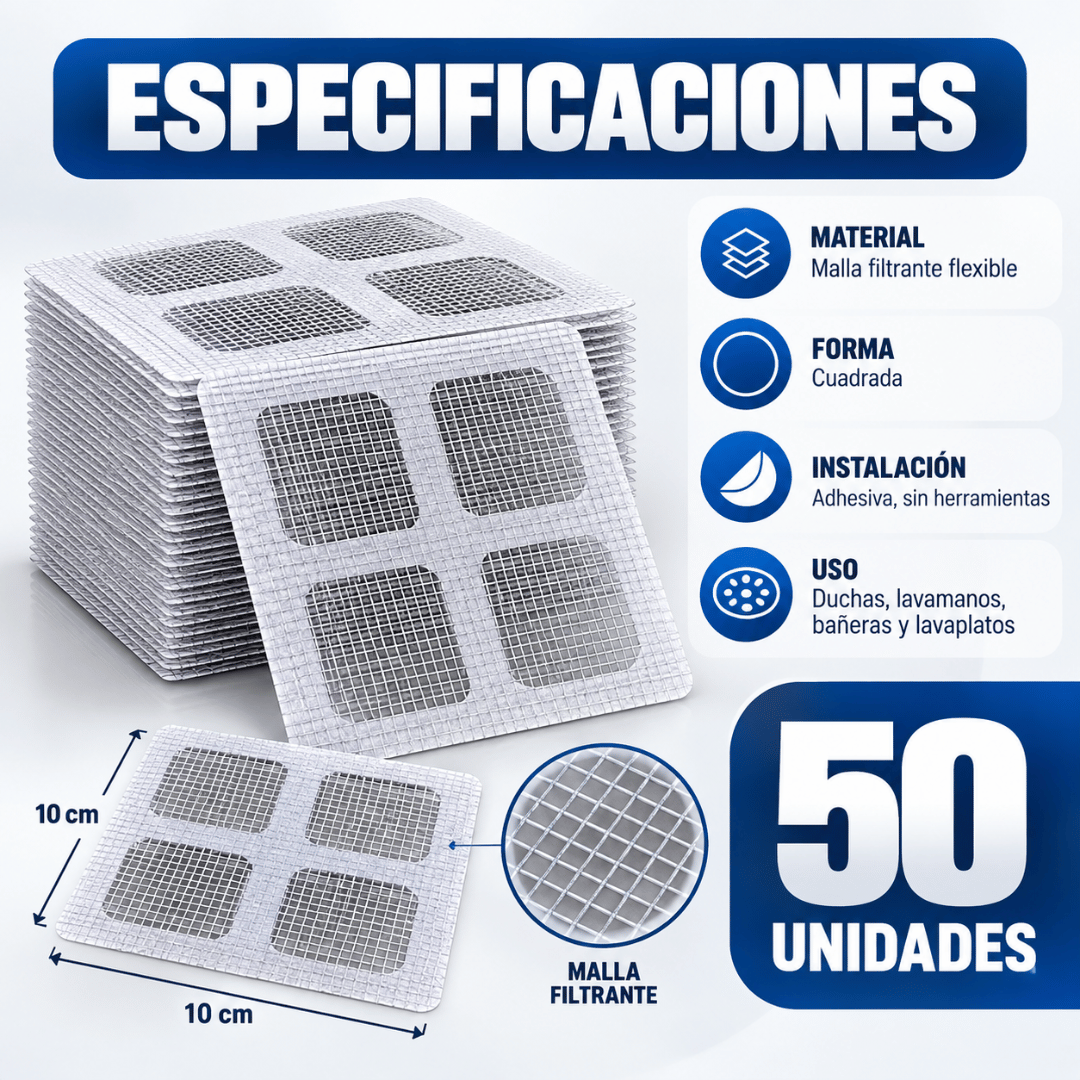 ¡Promo Rejilla Anti Pelos x50! - Protege tus desagües de pelos y residuos fácilmente