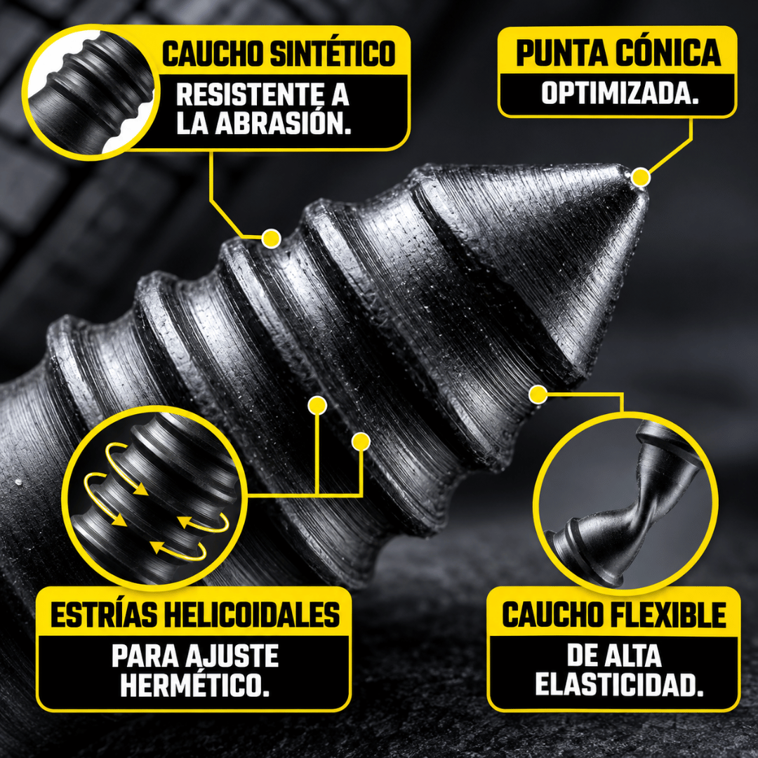 Kit Reparación Pinchazos Neumático 12 Pcs - Repara pequeños pinchazos de forma rápida y práctica