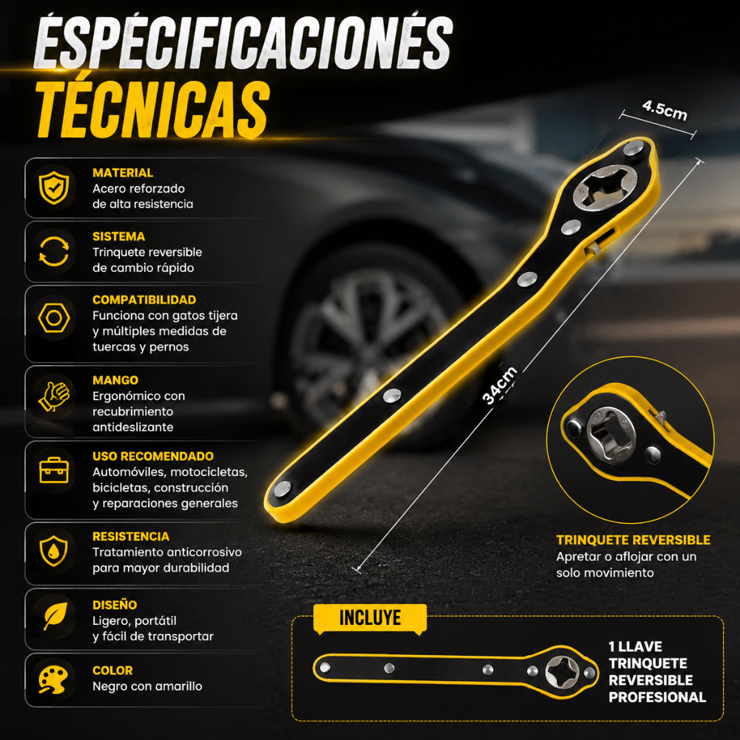 ¡Promo 2x1 Llave Trinquete Profesional! - Cambia tu llanta más rápido en cualquier emergencia en carretera