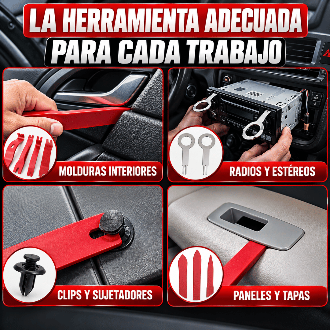 Kit 19 Piezas Desmontaje Molduras Panel - Desmonta el interior de tu auto de forma práctica y cuidadosa