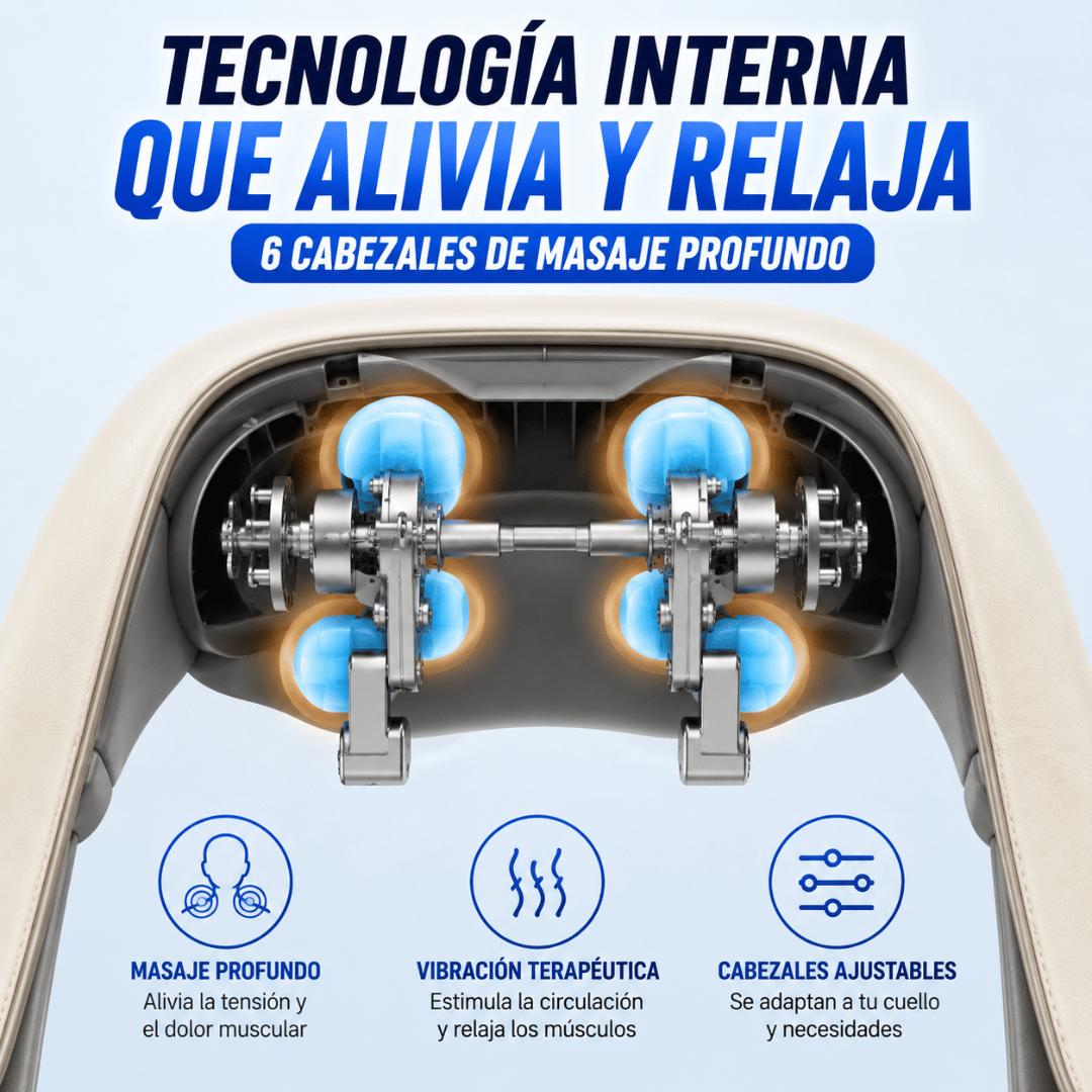 Masajeador Inalámbrico de Cuello y Hombros - Reduce la tensión cervical desde la comodidad de tu hogar