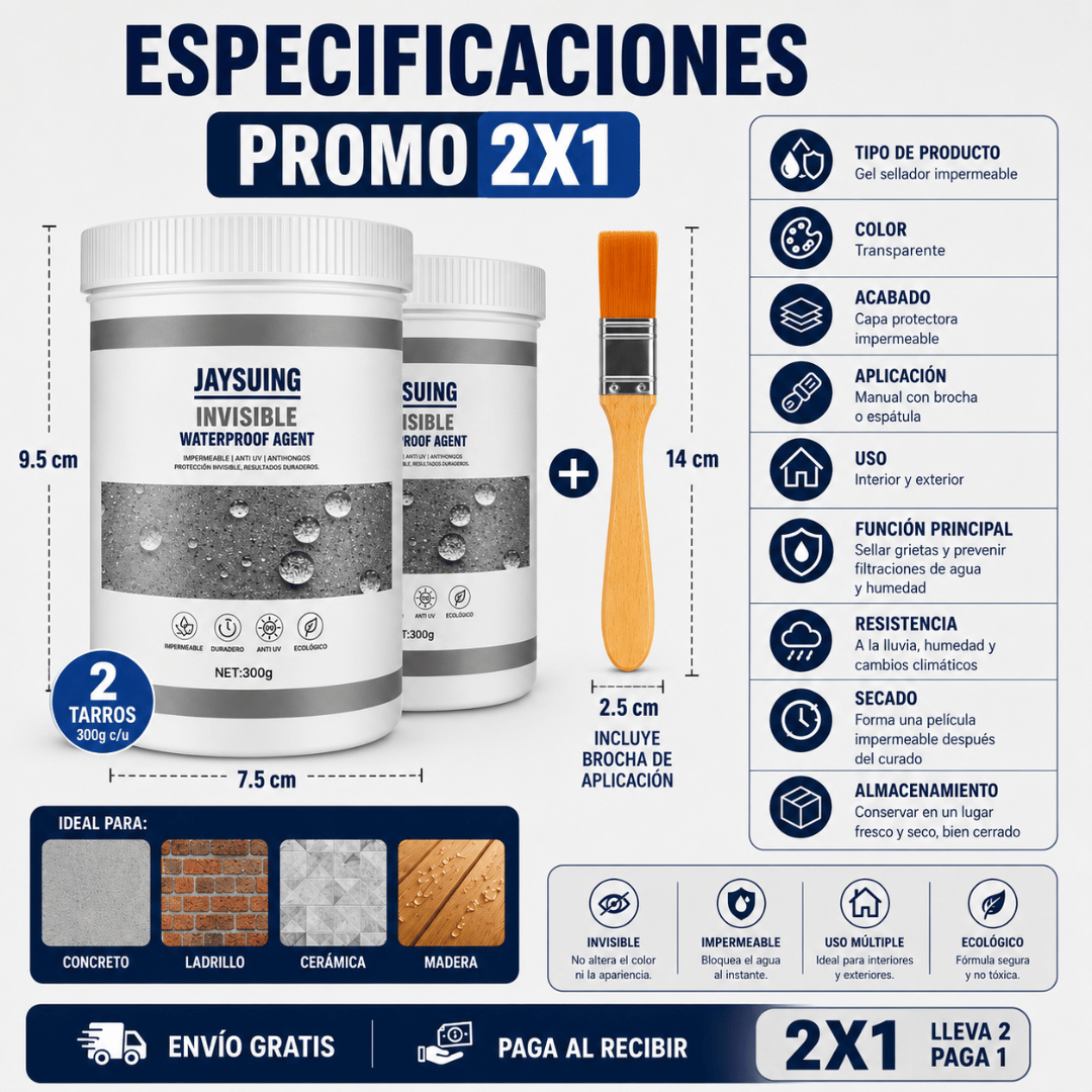¡Promo 2x1 Gel Sellador Impermeable 300gr! - Protege tu hogar de filtraciones antes de las lluvias intensas