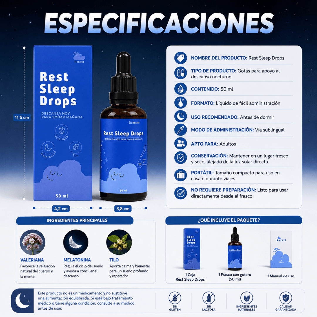 Rest Sleep Drops 50ml- Ayuda a conciliar el sueño y descansar mejor cada noche