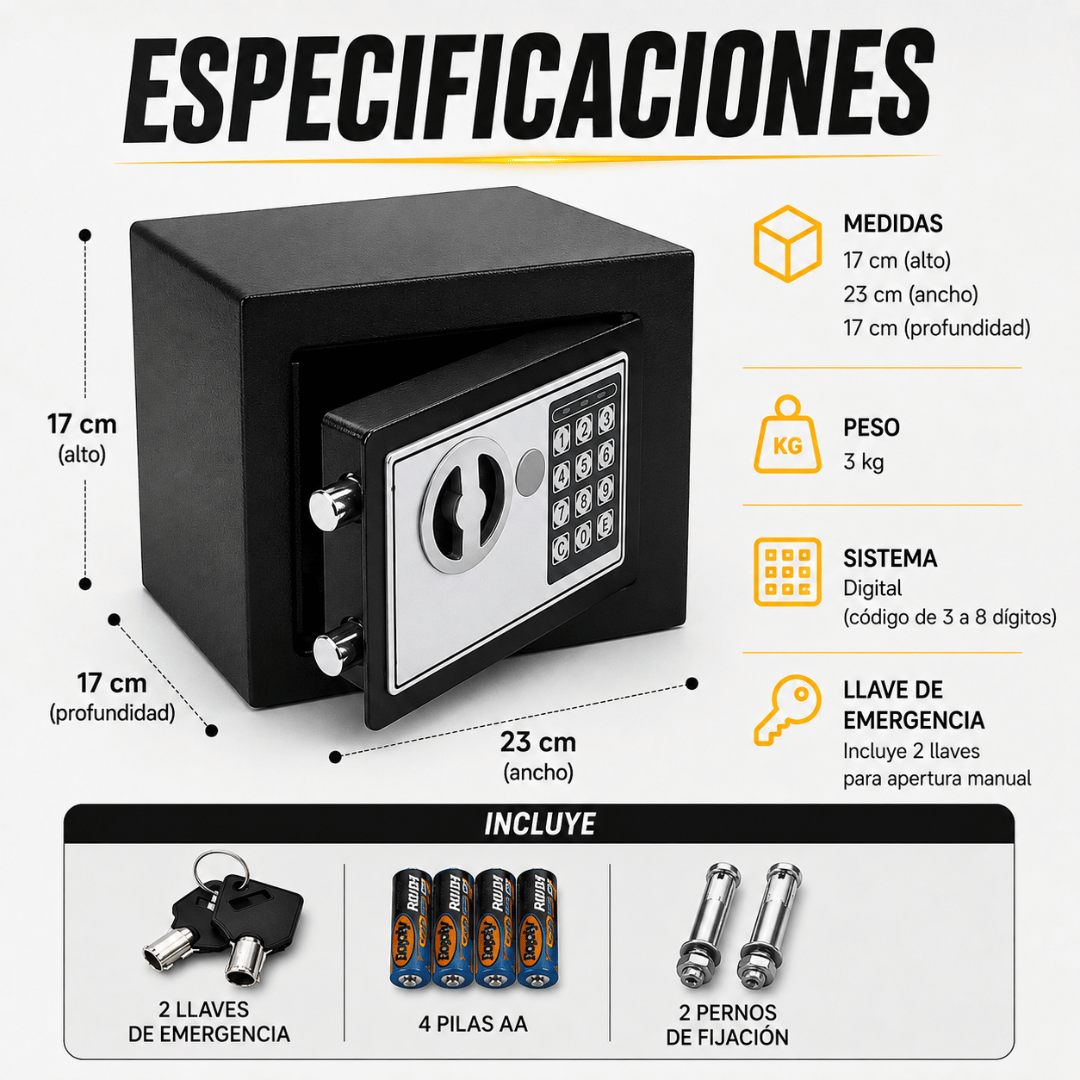 Caja Fuerte De Seguridad Digital - Mantén dinero, documentos y joyas importantes protegidos