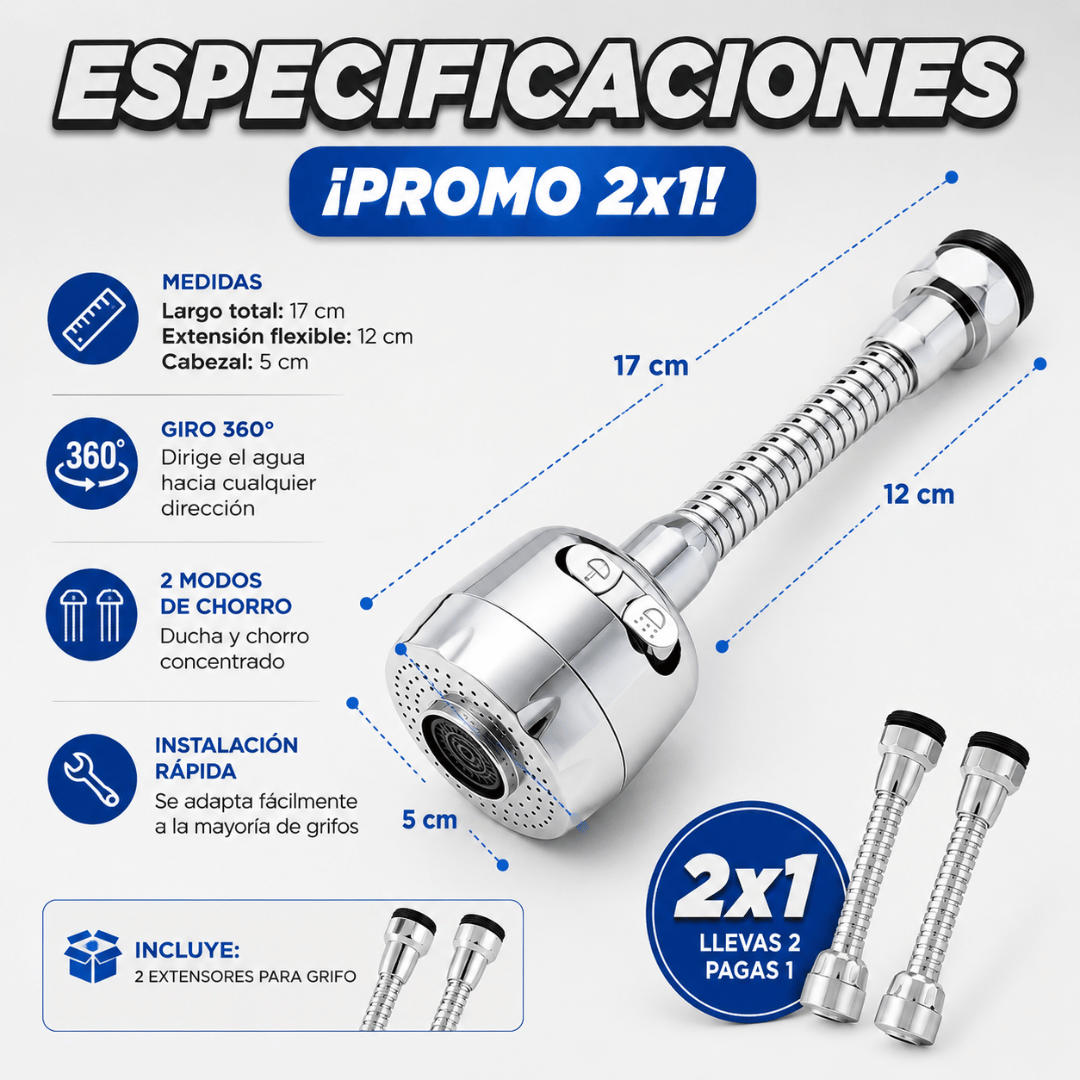 ¡Promo 2x1 Grifo Flexible 360°! - Lleva el agua a cada rincón del fregadero con mayor comodidad