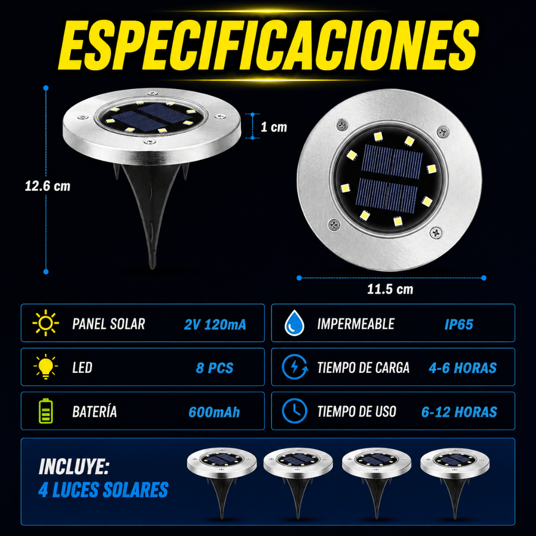 ¡Pack 4 Focos Solares Jardín Estaca! - Ilumina tu jardín automáticamente sin gastar electricidad