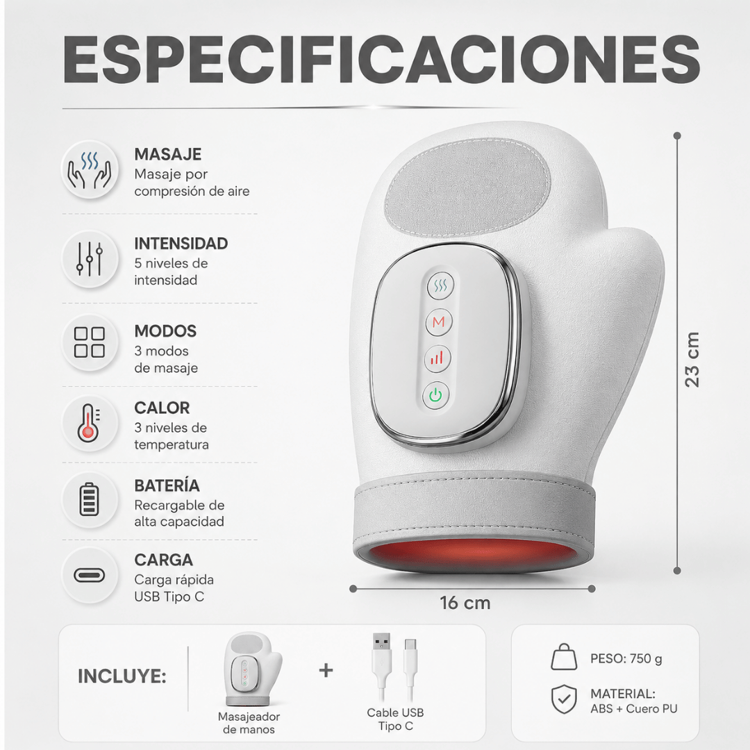 Guante Masajeador para Artritis - Masaje y calor para aliviar la tensión y rigidez de tus manos