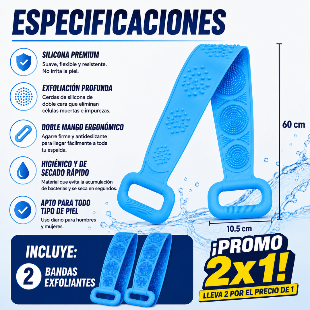¡Promo 2x1 Banda Silicona Exfoliante de Baño! - Elimina impurezas y revela una piel más suave y limpia