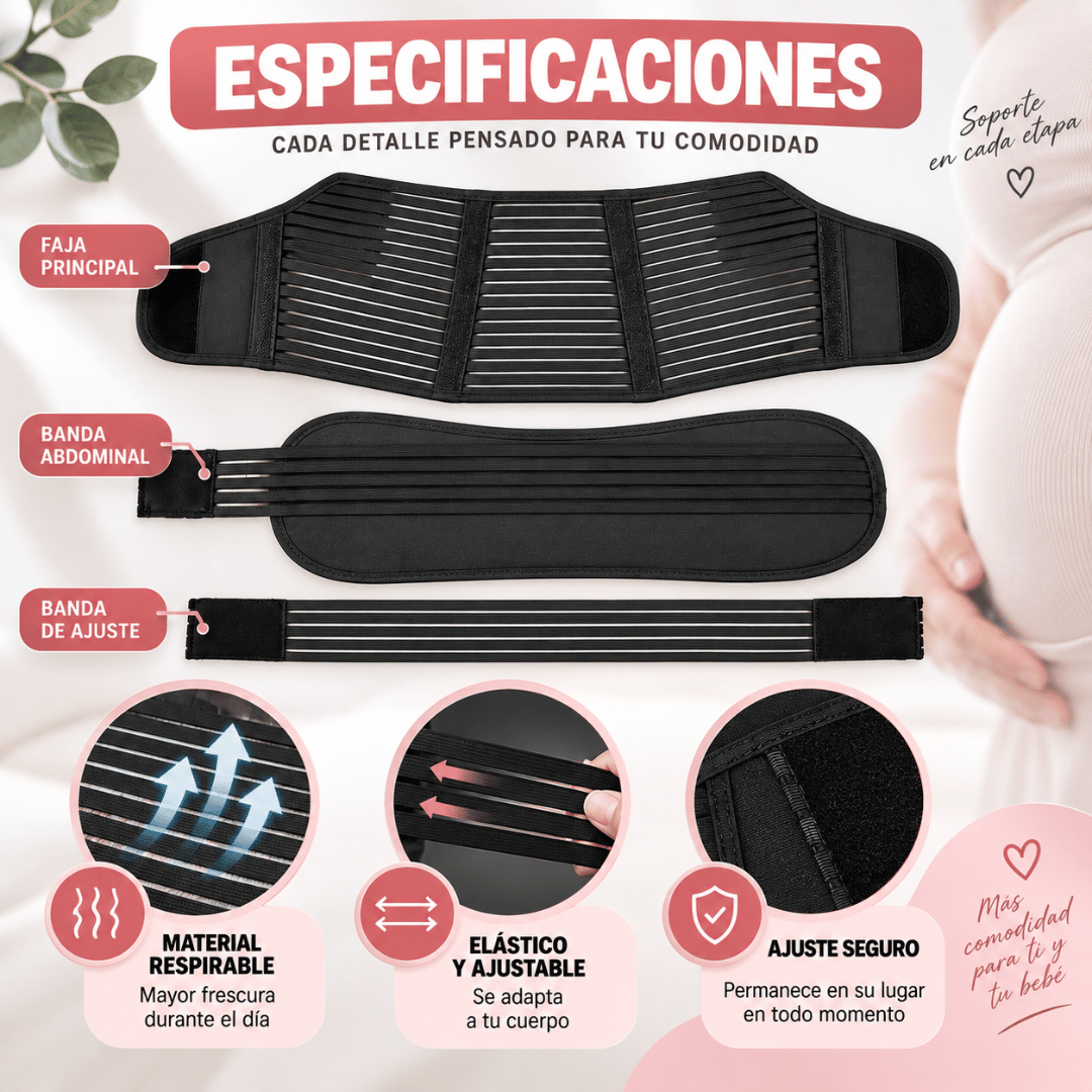 Faja Maternal De Soporte Abdominal y Lumbar - Comodidad y Protección en Cada Etapa