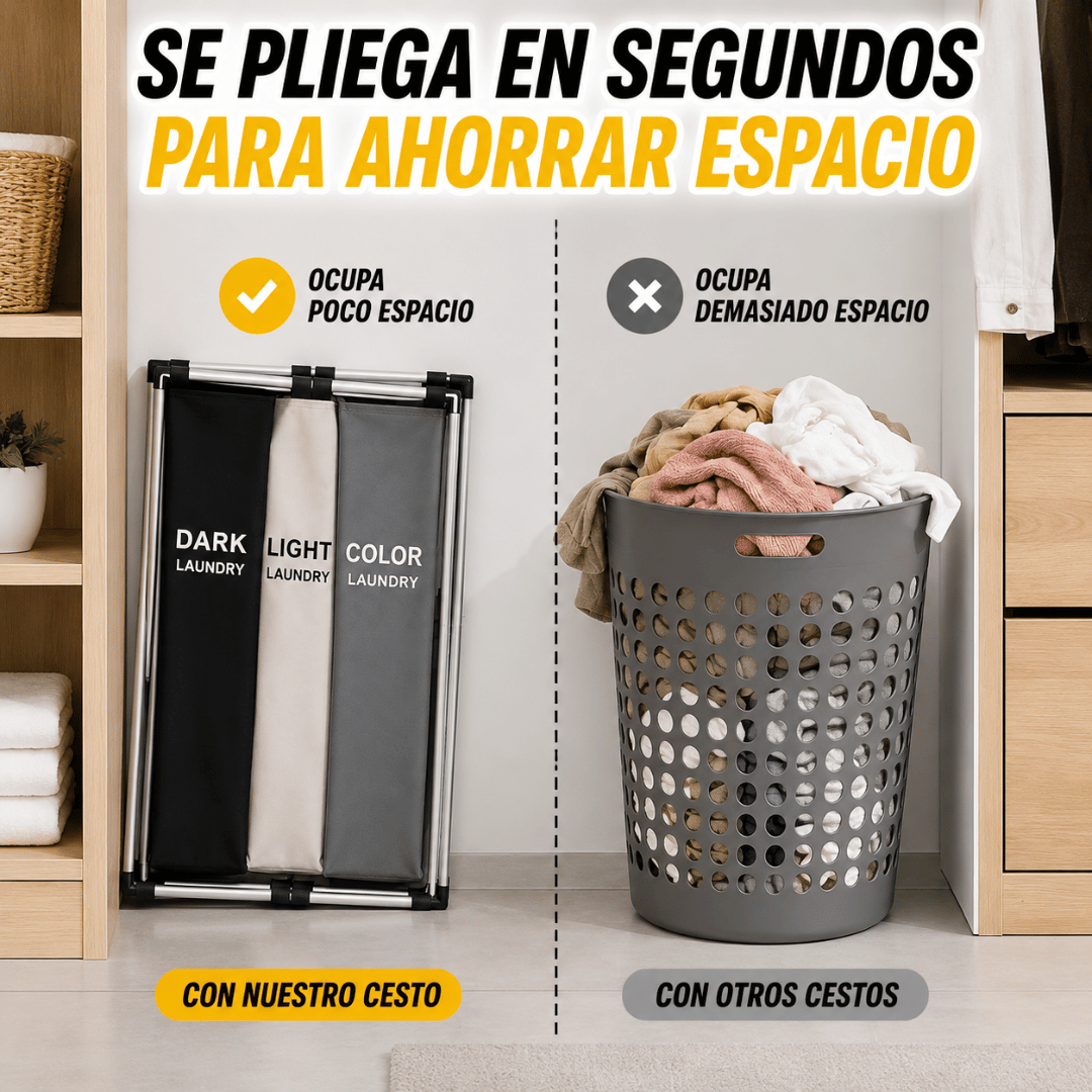 Canasta de Ropa Sucia 3 en 1 - Organiza tu ropa de forma práctica y ordenada