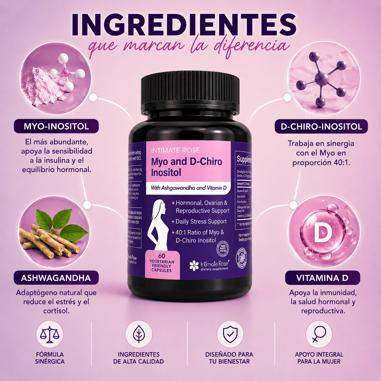 Inositol 60 Cápsulas - Equilibrio femenino para apoyar tu ciclo natural