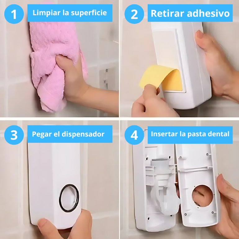 Dispensador Pasta Dental y Portacepillos - ¡Limpio y práctico!