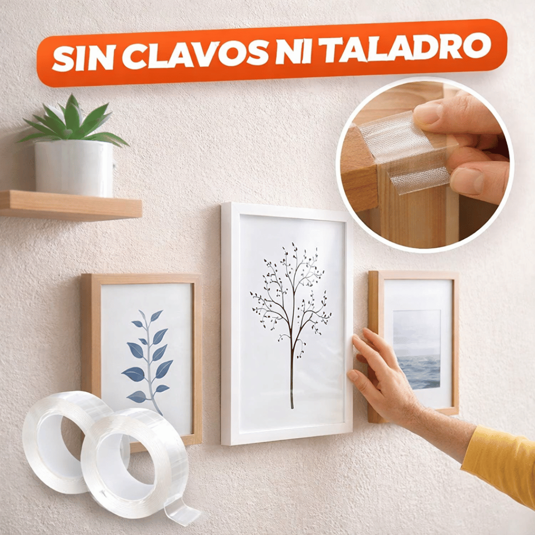 ¡Promo 3x1 Cinta Mágica 3 Metros! - Fija y reutiliza sin perforar ni ensuciar superficies