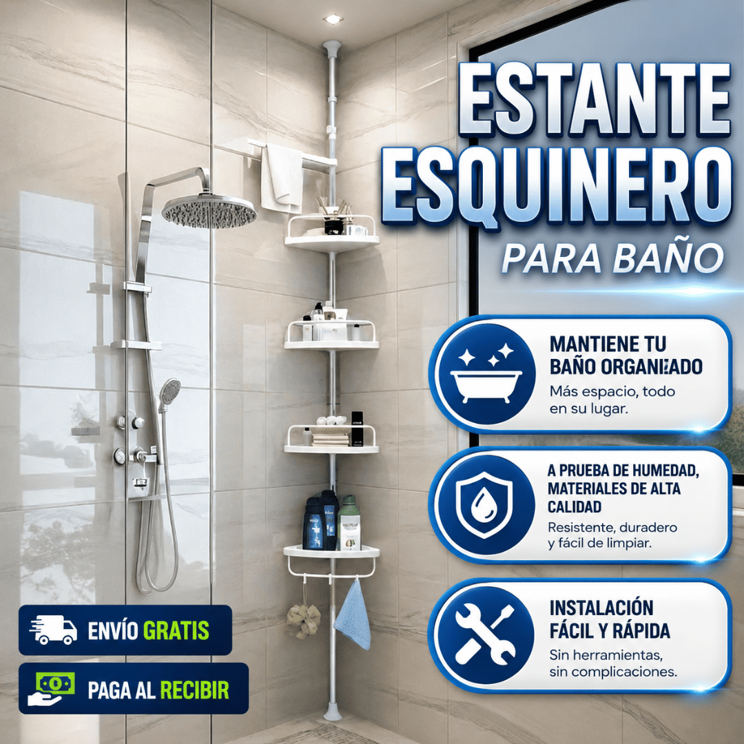 Estante esquinero para baño - Mantén tu baño ordenado