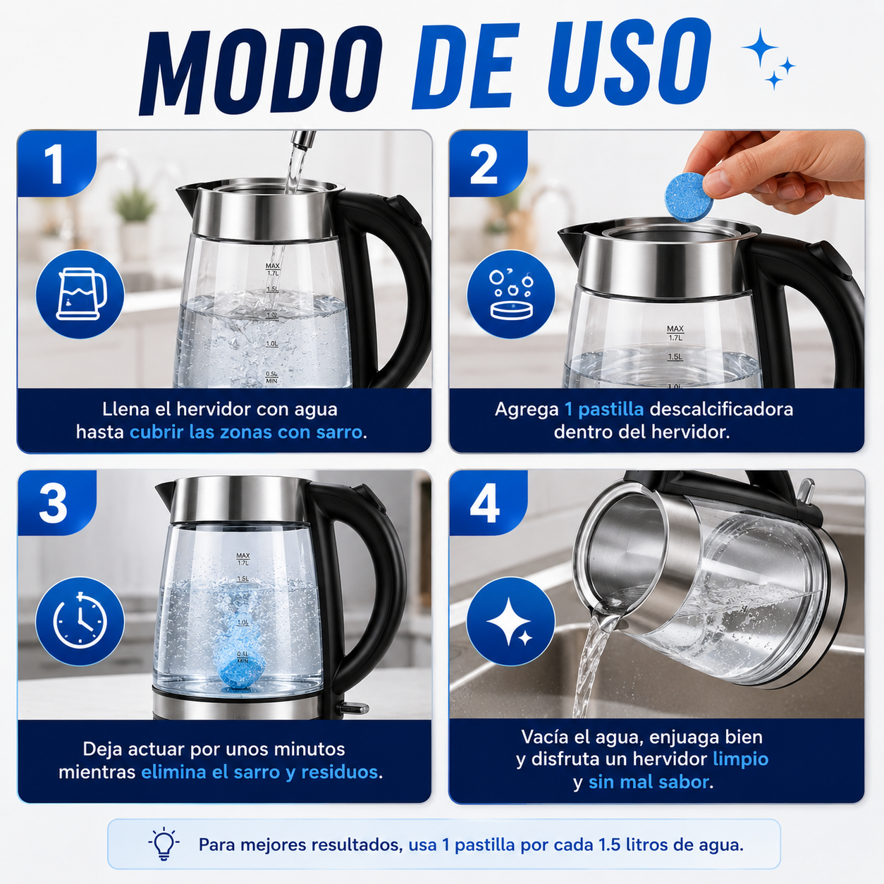¡Promo x24 Pastillas desincrustantes para hervidor! - Limpia tu hervidor y elimina residuos que afectan el sabor