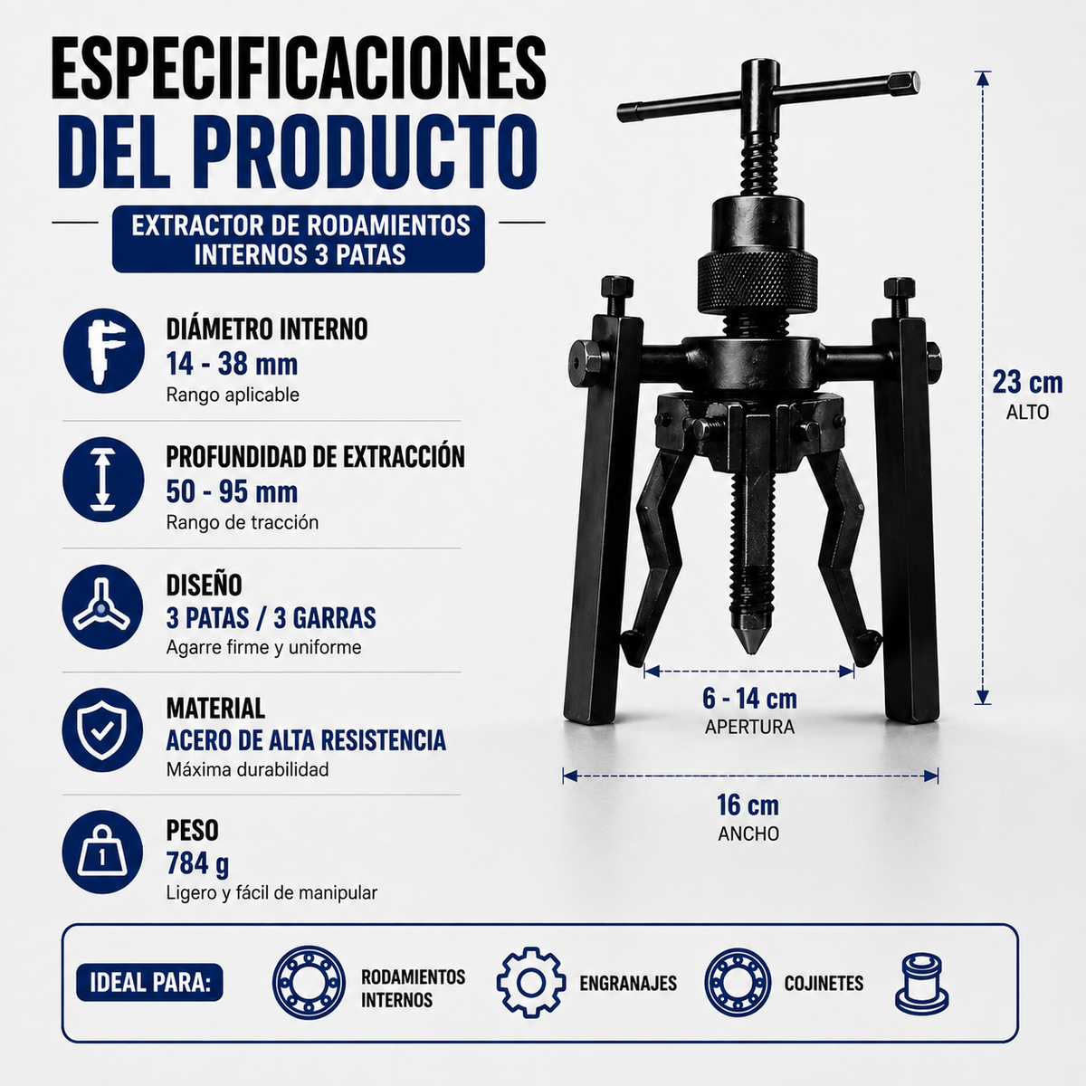 Extractor De Rodamientos y Poleas - Extrae rodamientos con precisión y menos esfuerzo